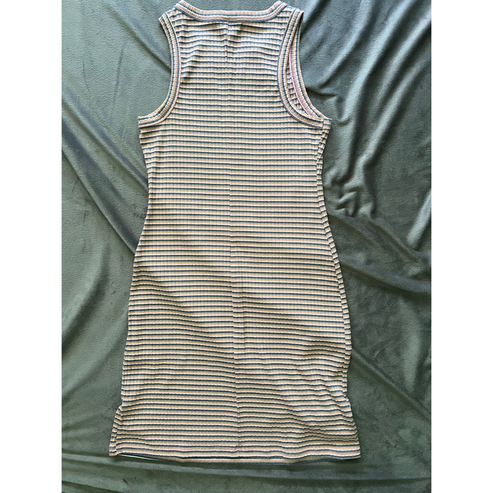 Arizona Jean Co Striped Ribbed Knit Bodycon Mini Dress Pink Blue Tan Small - Picture 6 of 7